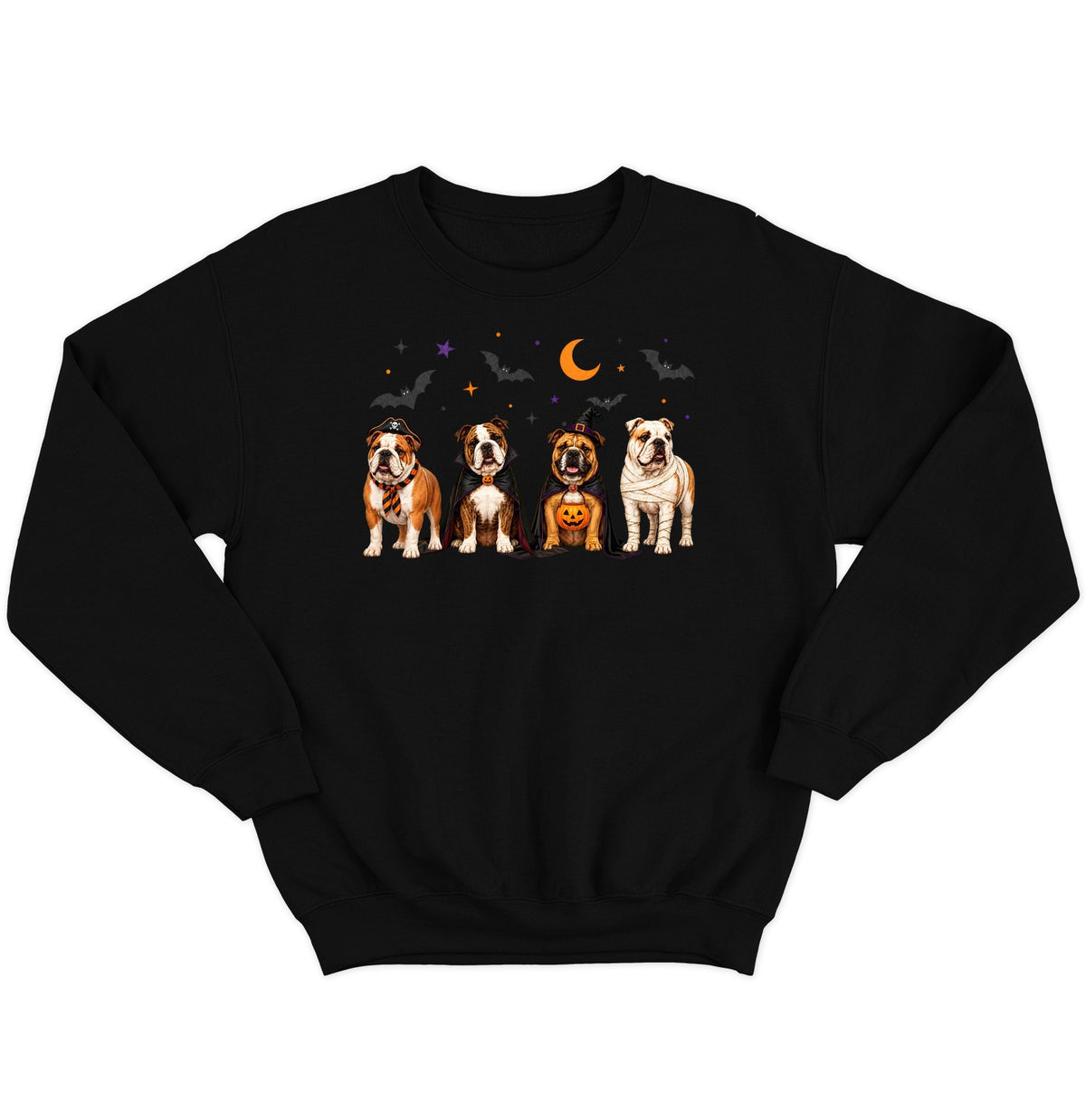 Bulldog Halloween Lineup - Adult Unisex Crewneck Sweatshirt