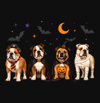 Bulldog Halloween Lineup - Adult Unisex Crewneck Sweatshirt
