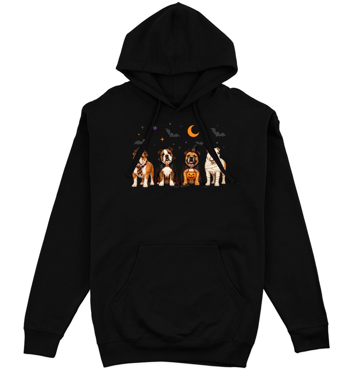 Bulldog Halloween Lineup - Adult Unisex Hoodie