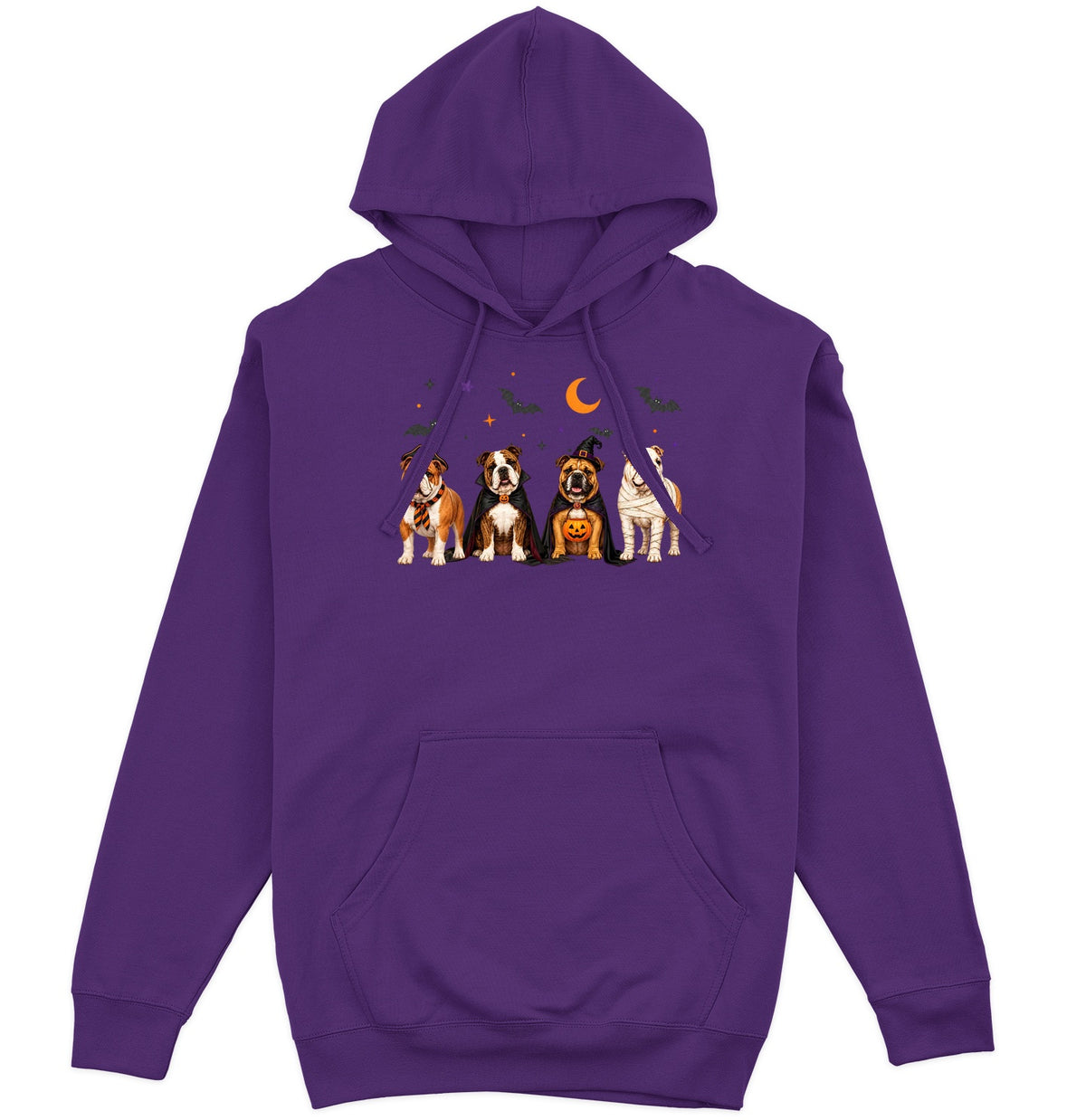Bulldog Halloween Lineup - Adult Unisex Hoodie