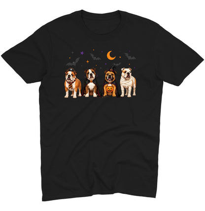 Bulldog Halloween Lineup - Adult Unisex T-Shirt