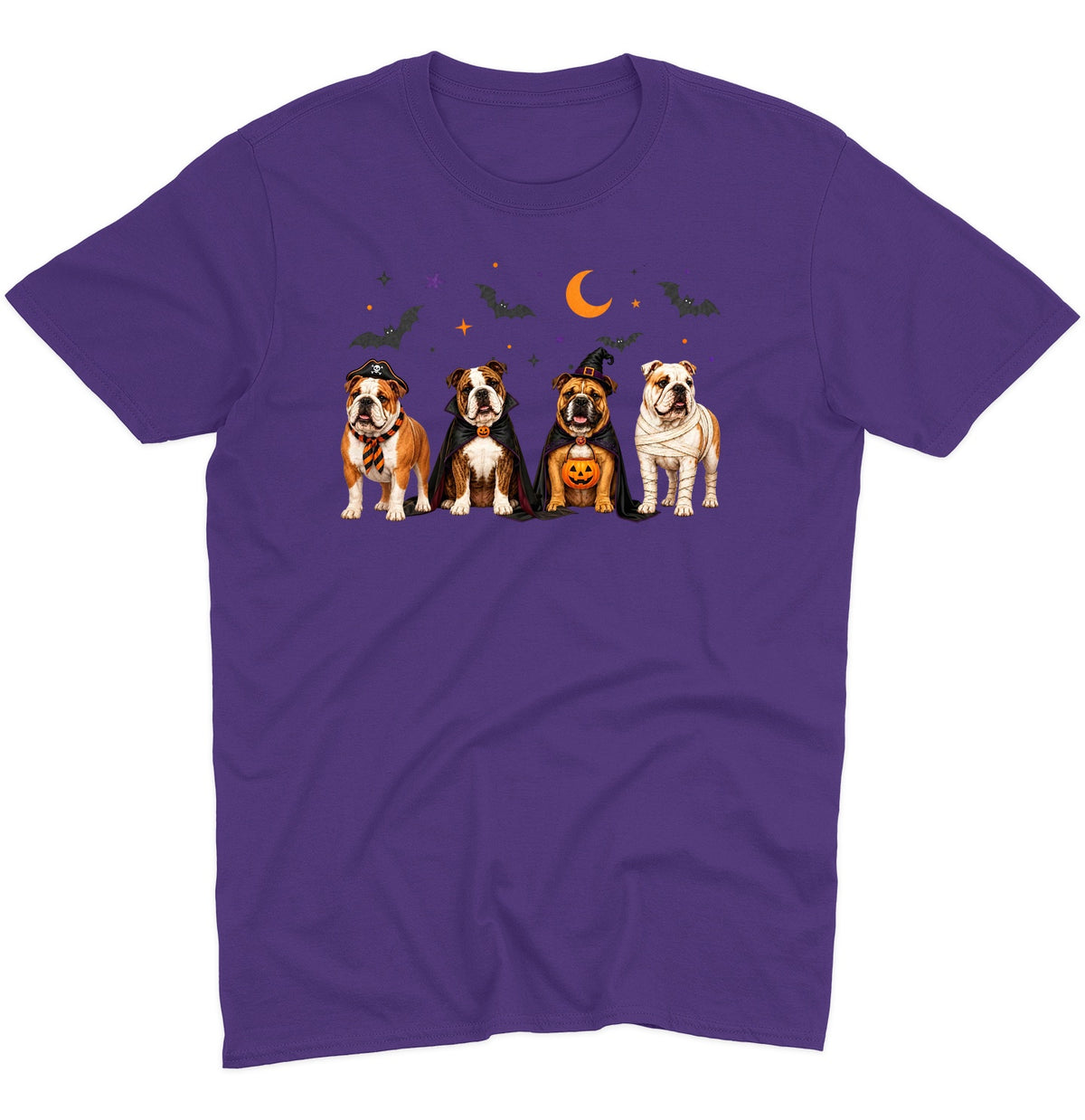 Bulldog Halloween Lineup - Adult Unisex T-Shirt