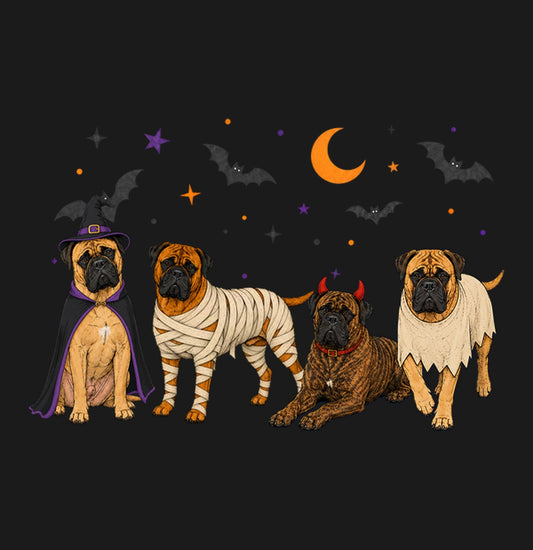 Bullmastiff Halloween Lineup - Adult Unisex T-Shirt