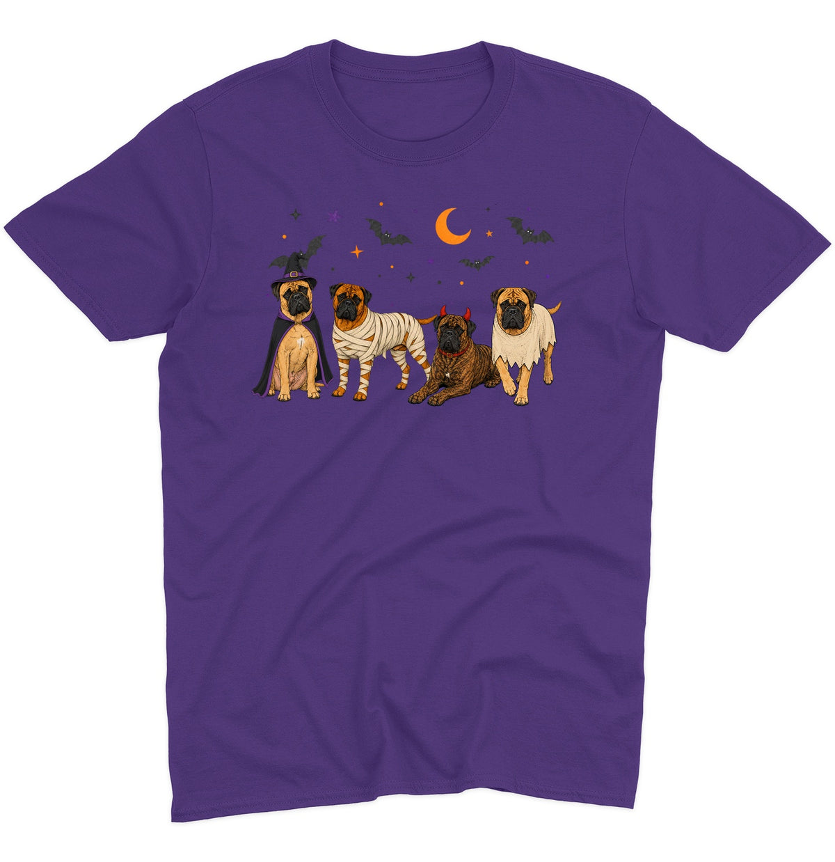 Bullmastiff Halloween Lineup - Adult Unisex T-Shirt