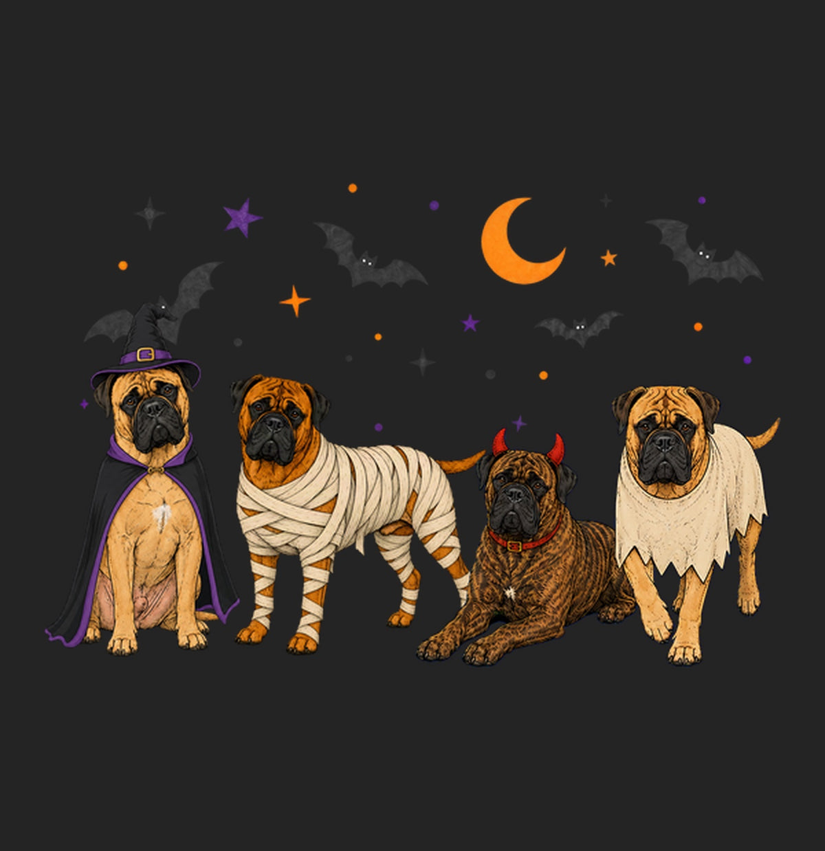 Bullmastiff Halloween Lineup - Women's Tri-Blend T-Shirt