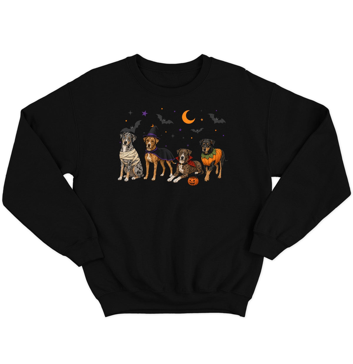Catahoula Leopard Dog Halloween Lineup - Adult Unisex Crewneck Sweatshirt