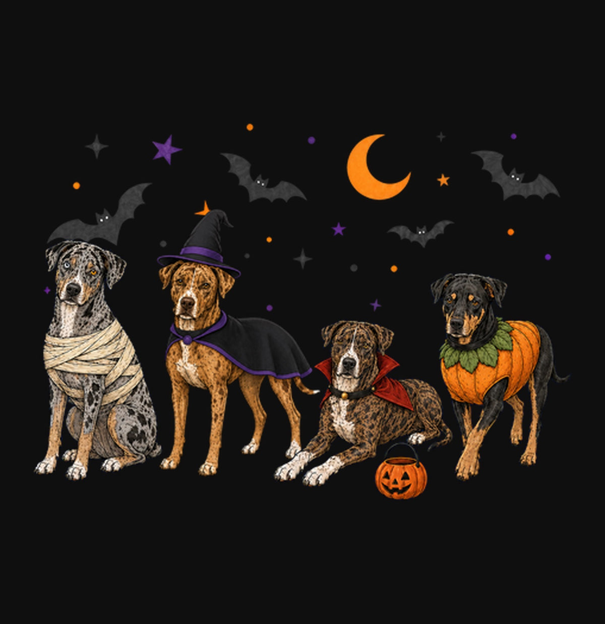 Catahoula Leopard Dog Halloween Lineup - Adult Unisex Crewneck Sweatshirt