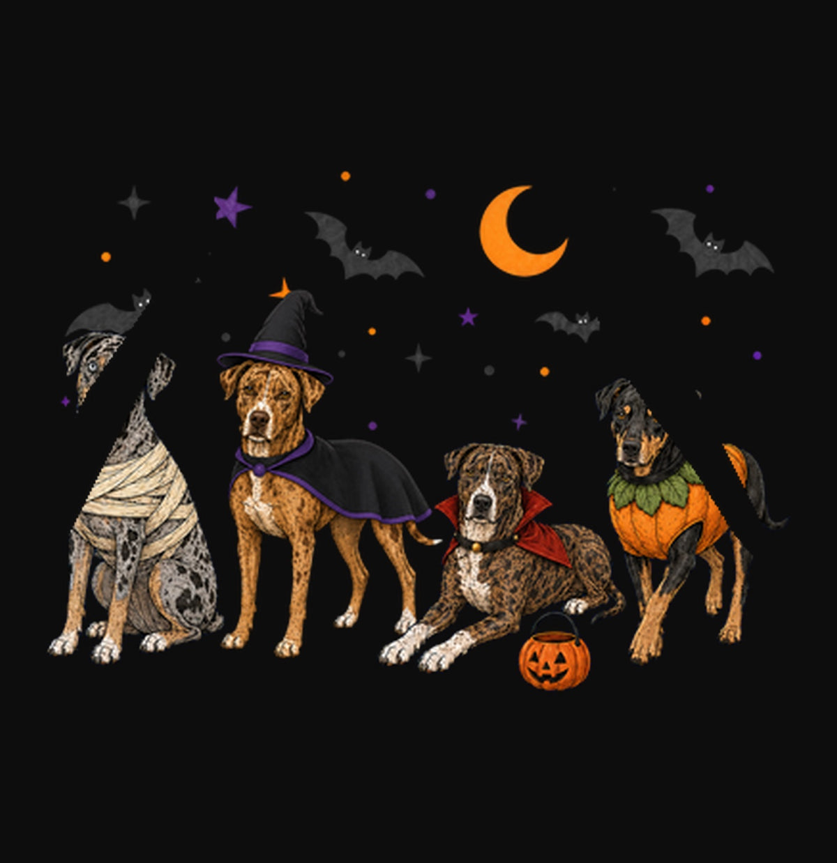 Catahoula Leopard Dog Halloween Lineup - Adult Unisex Hoodie