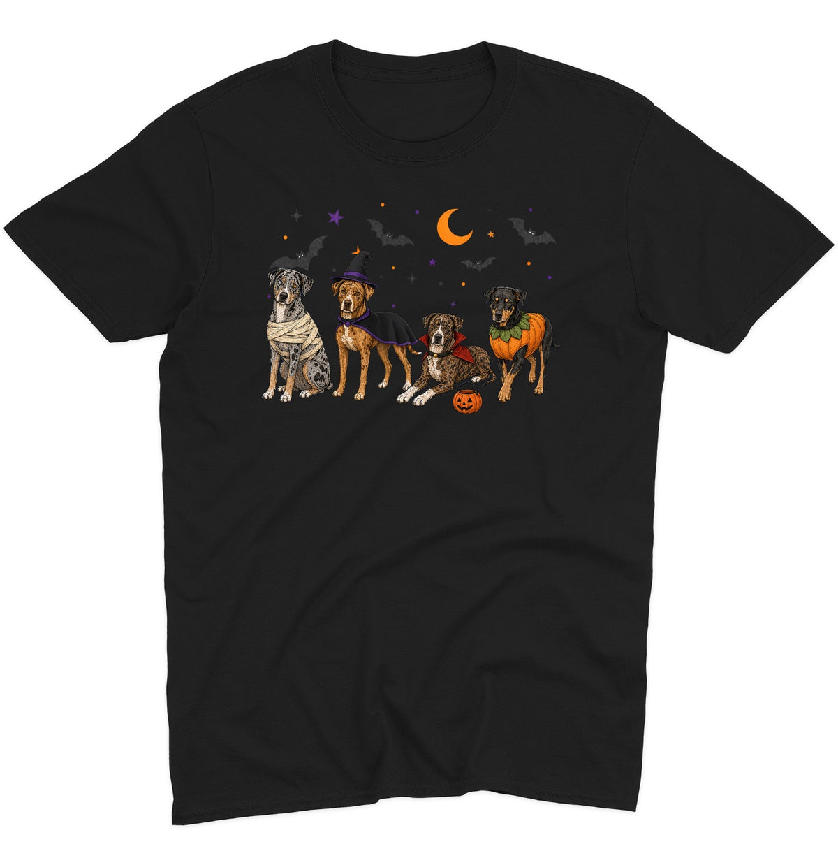 Catahoula Leopard Dog Halloween Lineup - Adult Unisex T-Shirt