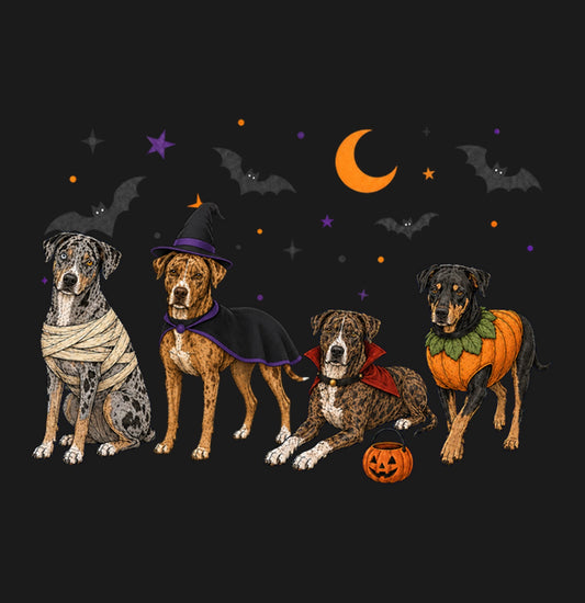 Catahoula Leopard Dog Halloween Lineup - Adult Unisex T-Shirt