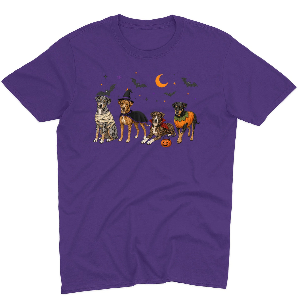 Catahoula Leopard Dog Halloween Lineup - Adult Unisex T-Shirt