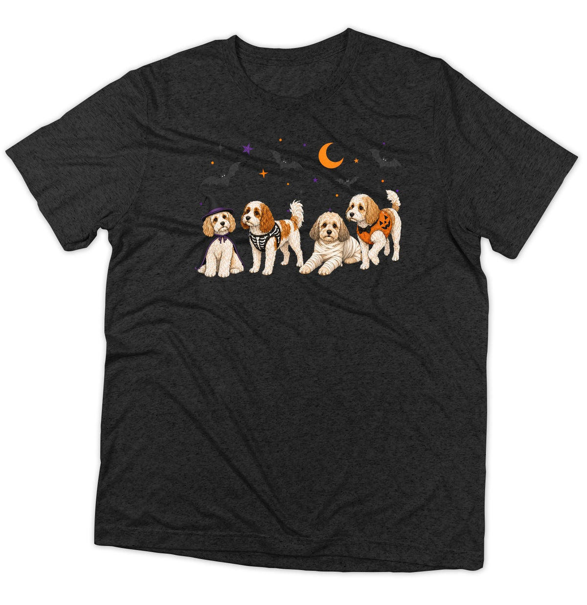 Cavachon Halloween Lineup - Adult Tri-Blend T-Shirt