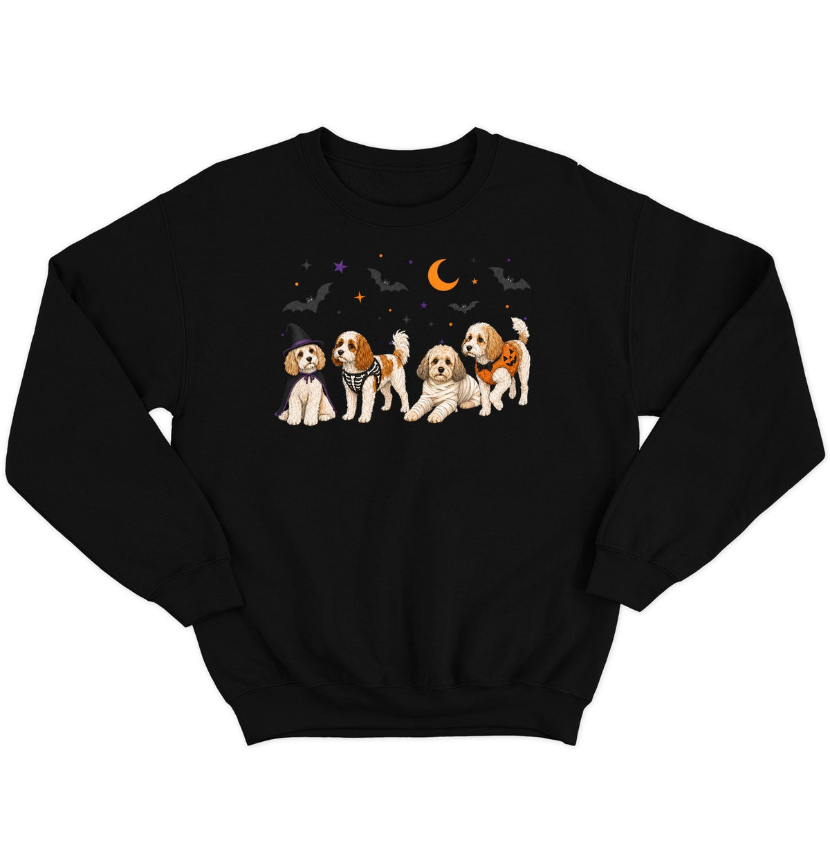 Cavachon Halloween Lineup - Adult Unisex Crewneck Sweatshirt