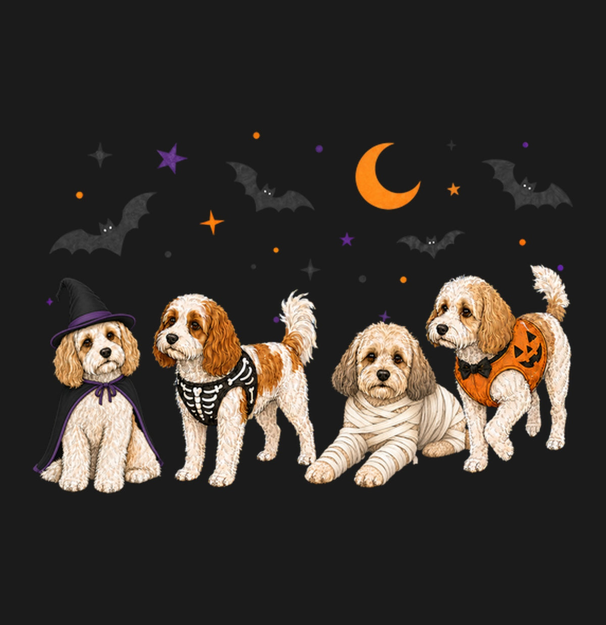 Cavachon Halloween Lineup - Adult Unisex T-Shirt