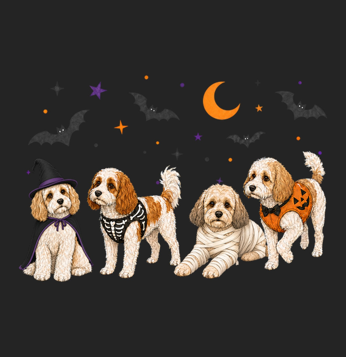 Cavachon Halloween Lineup - Women's Tri-Blend T-Shirt
