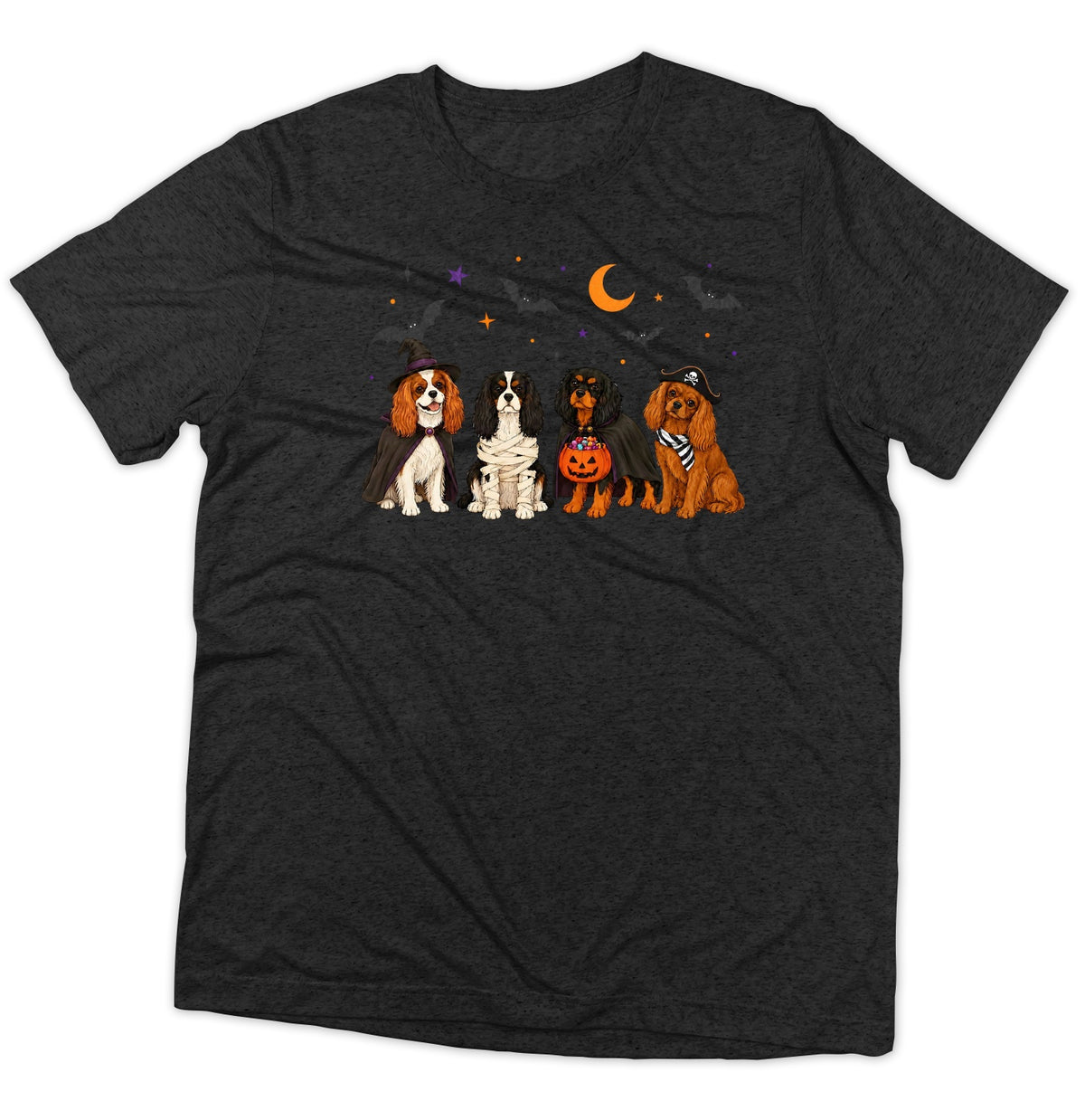 Cavalier King Charle Spaniel Halloween Lineup - Adult Tri-Blend T-Shirt