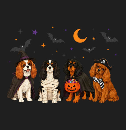 Cavalier King Charle Spaniel Halloween Lineup - Adult Tri-Blend T-Shirt