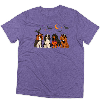 Cavalier King Charle Spaniel Halloween Lineup - Adult Tri-Blend T-Shirt