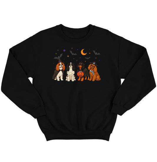Cavalier King Charle Spaniel Halloween Lineup - Adult Unisex Crewneck Sweatshirt