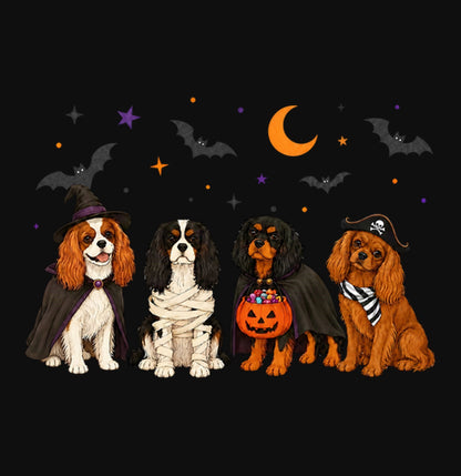 Cavalier King Charle Spaniel Halloween Lineup - Adult Unisex Crewneck Sweatshirt