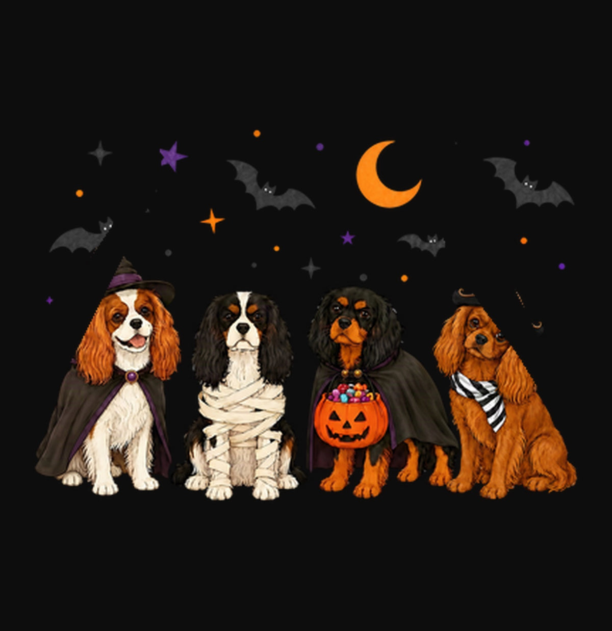 Cavalier King Charle Spaniel Halloween Lineup - Adult Unisex Hoodie