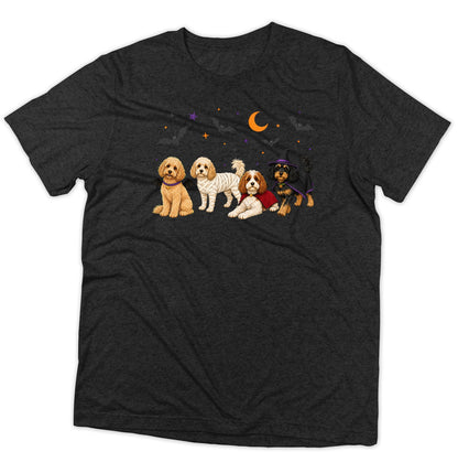 Cavapoo Halloween Lineup - Adult Tri-Blend T-Shirt