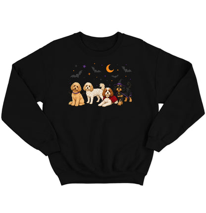 Cavapoo Halloween Lineup - Adult Unisex Crewneck Sweatshirt