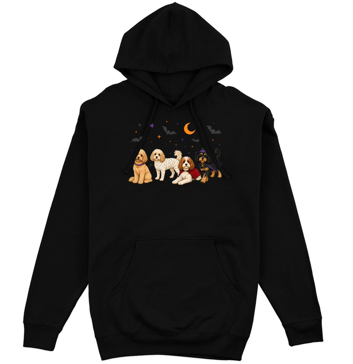 Cavapoo Halloween Lineup - Adult Unisex Hoodie