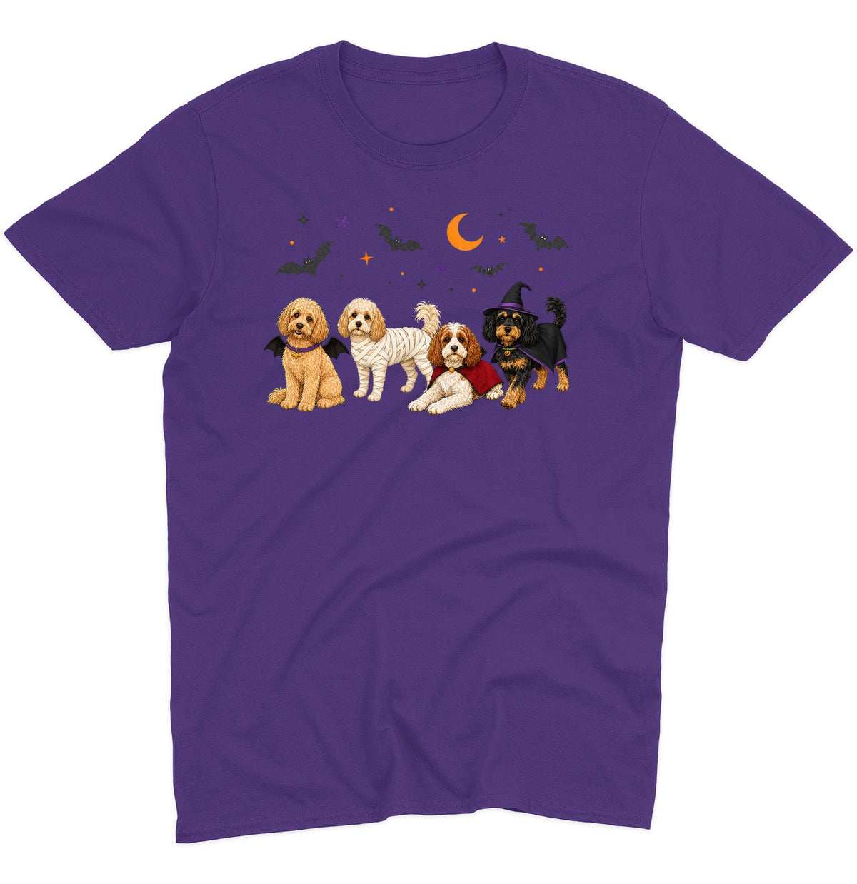 Cavapoo Halloween Lineup - Adult Unisex T-Shirt