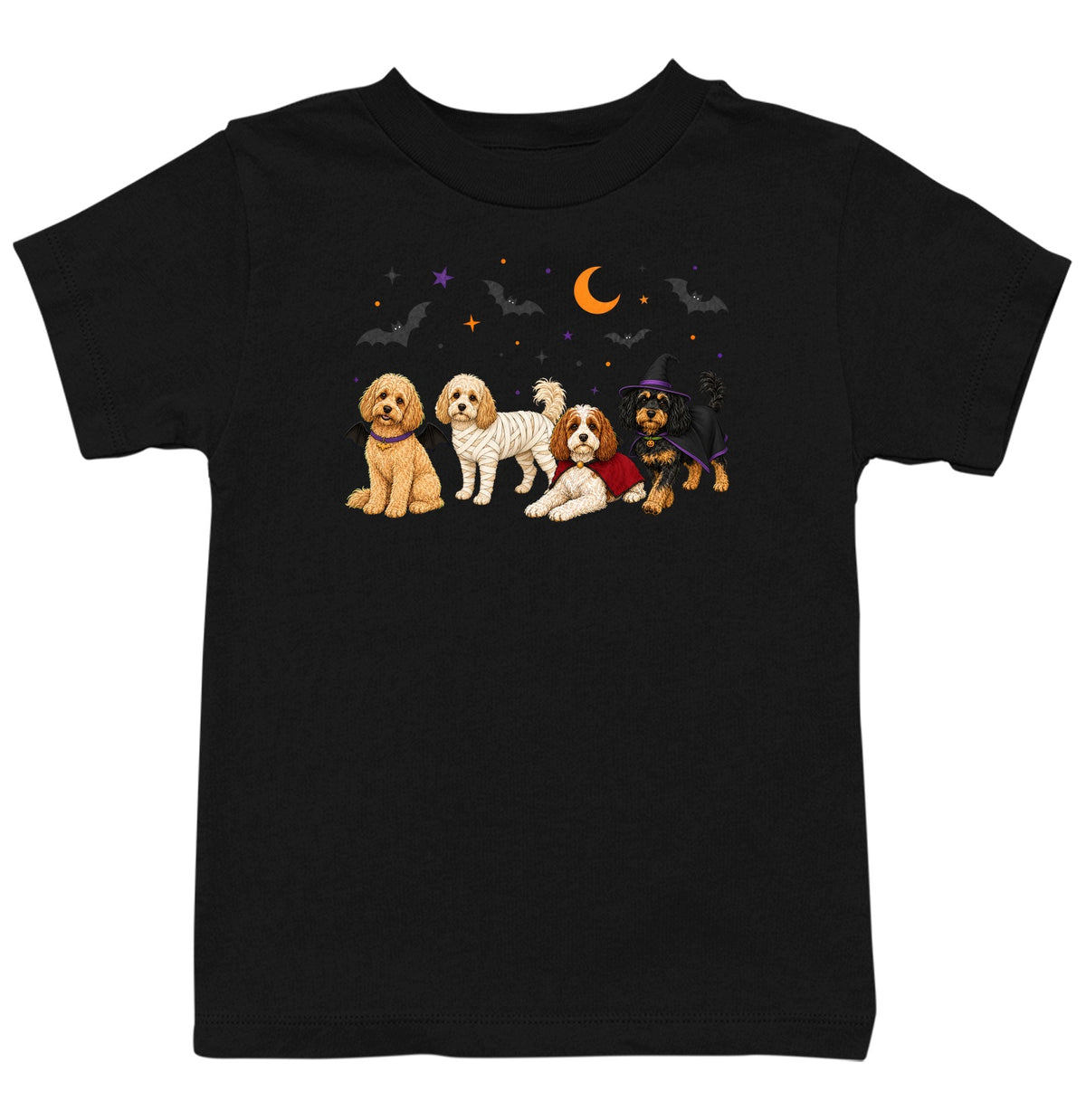 Cavapoo Halloween Lineup - Kids Unisex T-Shirt
