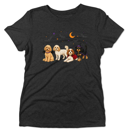 Cavapoo Halloween Lineup - Women's Tri-Blend T-Shirt
