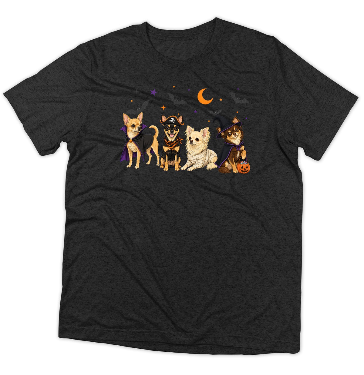 Chihuahua Halloween Lineup - Adult Tri-Blend T-Shirt