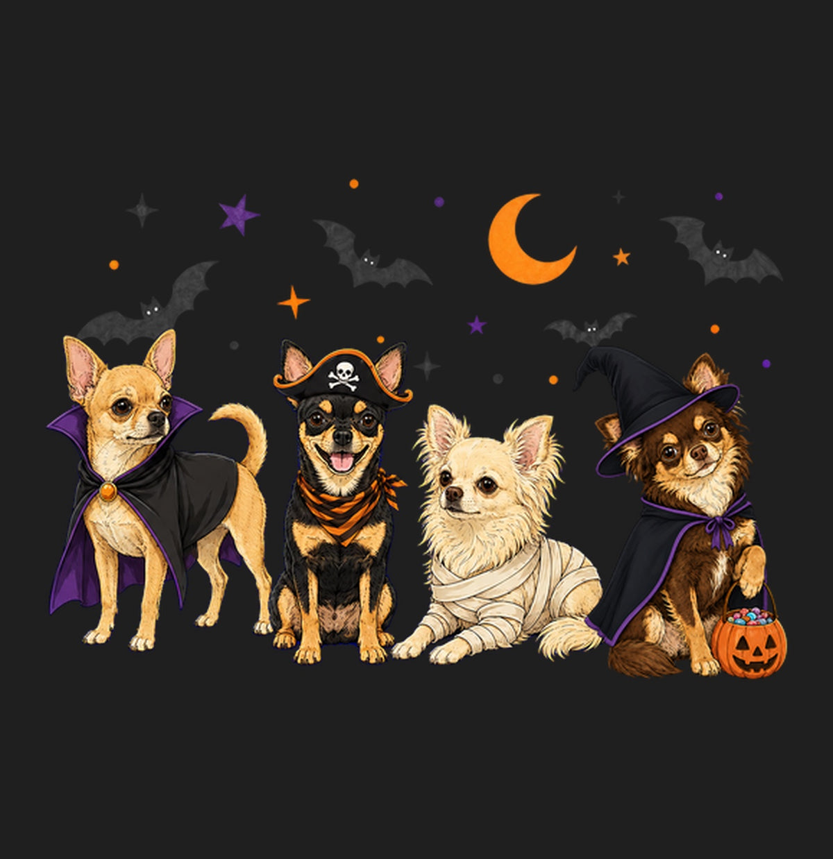 Chihuahua Halloween Lineup - Adult Tri-Blend T-Shirt