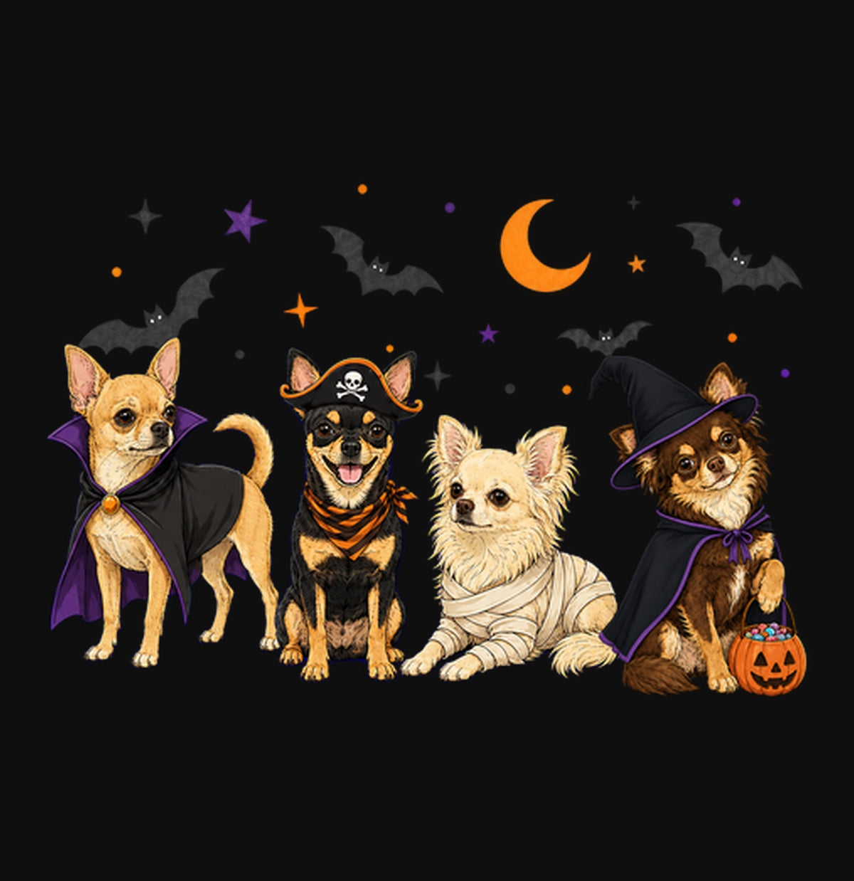 Chihuahua Halloween Lineup - Adult Unisex Crewneck Sweatshirt