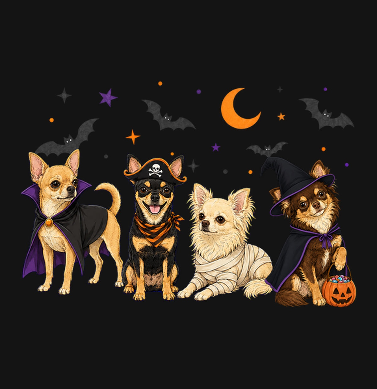 Chihuahua Halloween Lineup - Kids Unisex T-Shirt