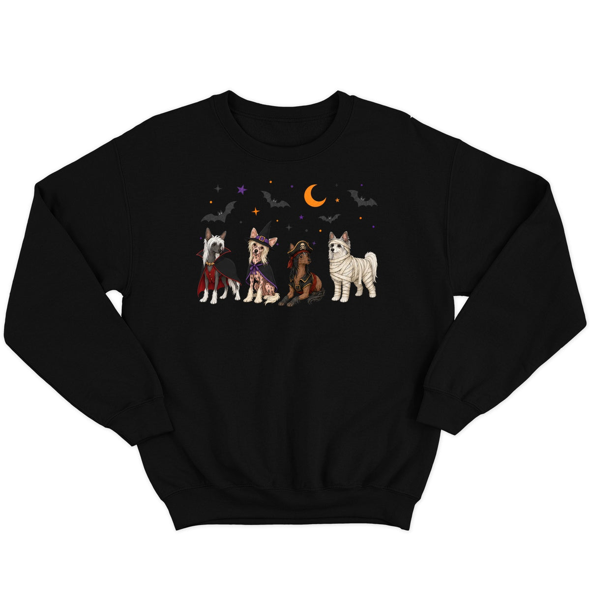 Chinese Crested Halloween Lineup - Adult Unisex Crewneck Sweatshirt