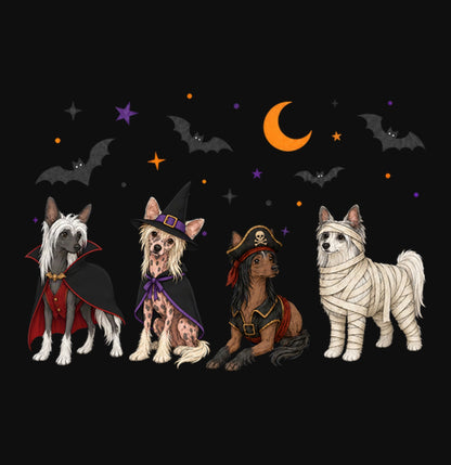 Chinese Crested Halloween Lineup - Adult Unisex Crewneck Sweatshirt