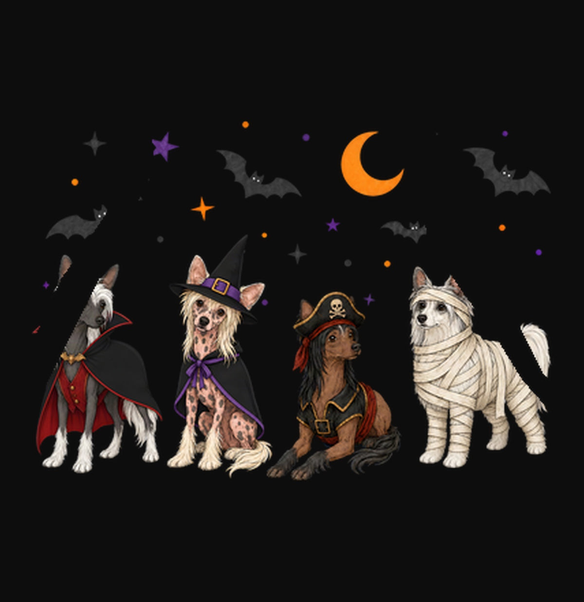 Chinese Crested Halloween Lineup - Adult Unisex Hoodie
