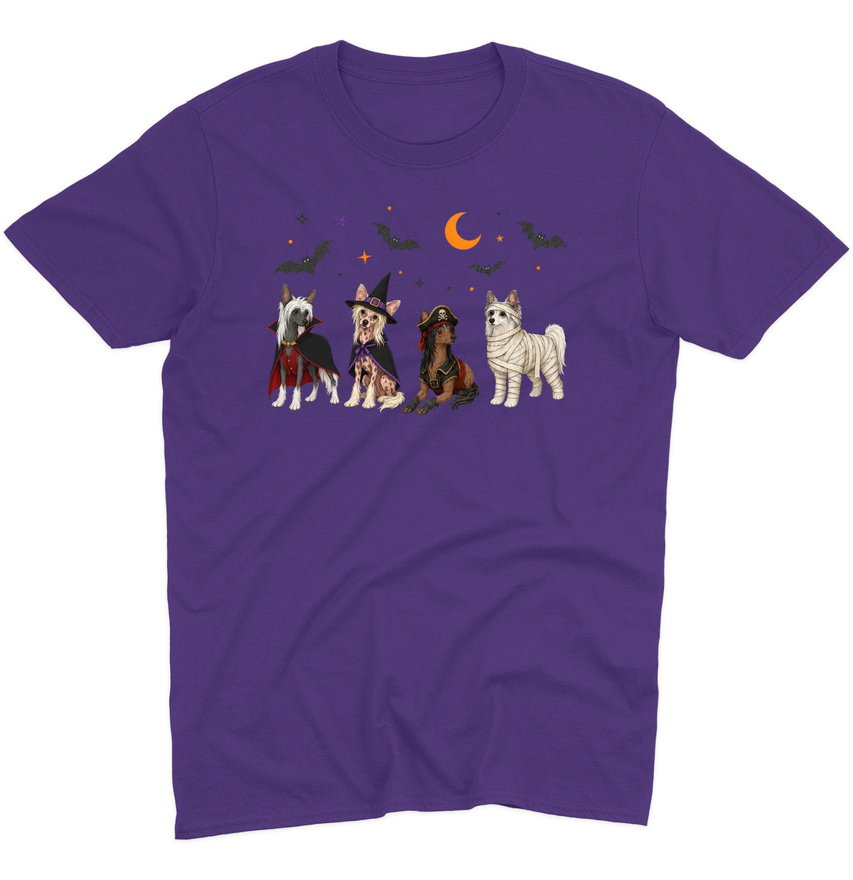 Chinese Crested Halloween Lineup - Adult Unisex T-Shirt