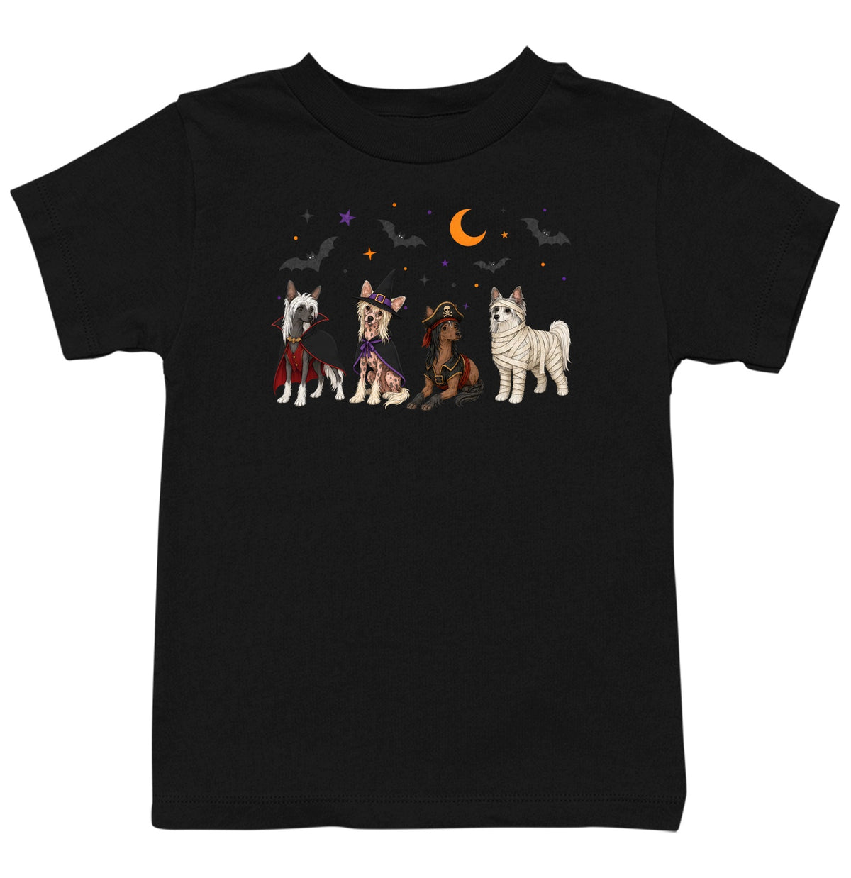 Chinese Crested Halloween Lineup - Kids Unisex T-Shirt