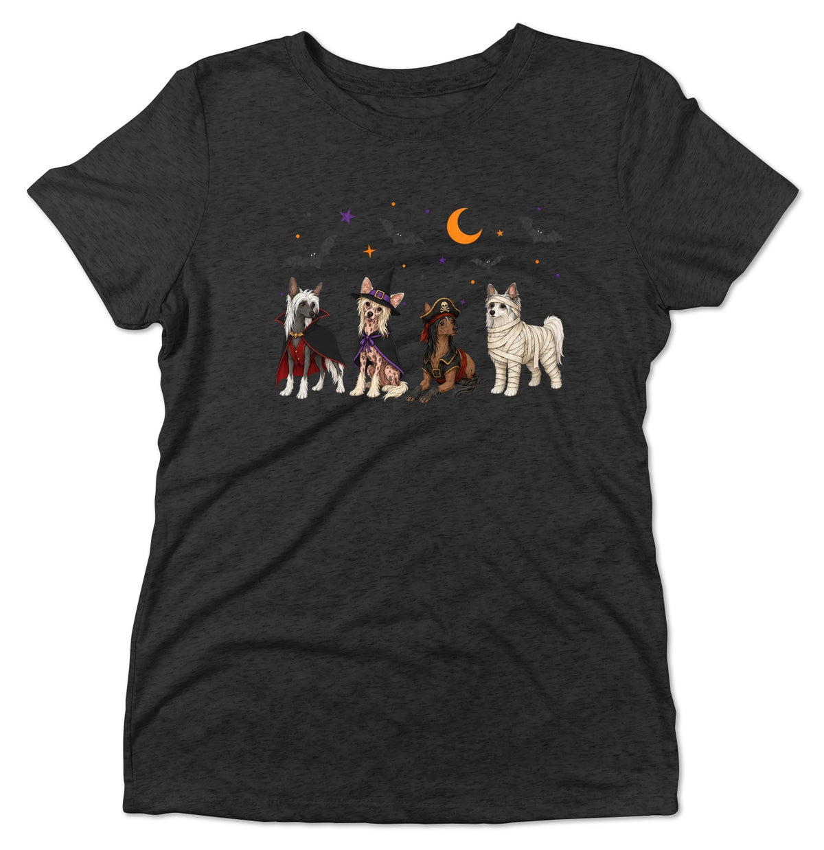 Chinese Crested Halloween Lineup - Women's Tri-Blend T-Shirt