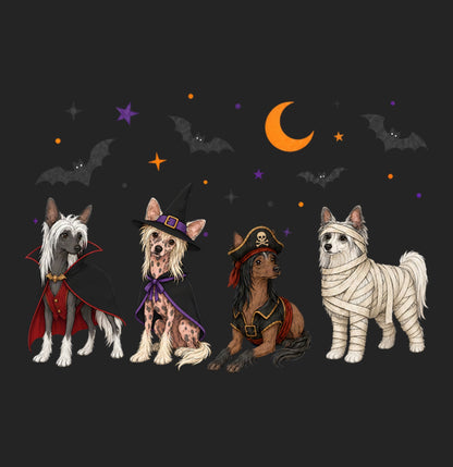 Chinese Crested Halloween Lineup - Women's Tri-Blend T-Shirt