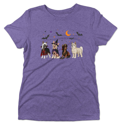 Chinese Crested Halloween Lineup - Women's Tri-Blend T-Shirt
