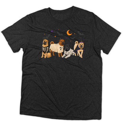 Chinese Shar Pei Halloween Lineup - Adult Tri-Blend T-Shirt