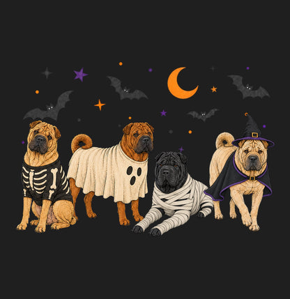 Chinese Shar Pei Halloween Lineup - Adult Tri-Blend T-Shirt