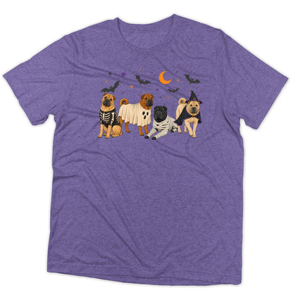 Chinese Shar Pei Halloween Lineup - Adult Tri-Blend T-Shirt