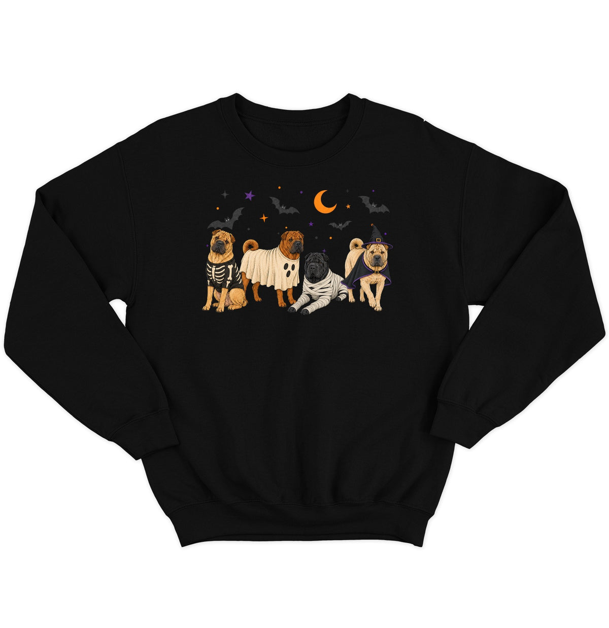 Chinese Shar Pei Halloween Lineup - Adult Unisex Crewneck Sweatshirt