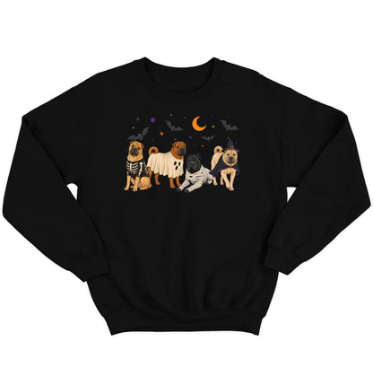 Chinese Shar Pei Halloween Lineup - Adult Unisex Crewneck Sweatshirt