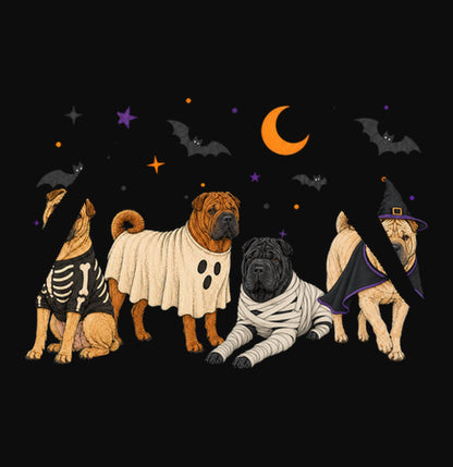 Chinese Shar Pei Halloween Lineup - Adult Unisex Hoodie