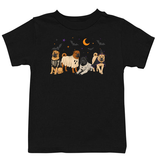 Chinese Shar Pei Halloween Lineup - Kids Unisex T-Shirt